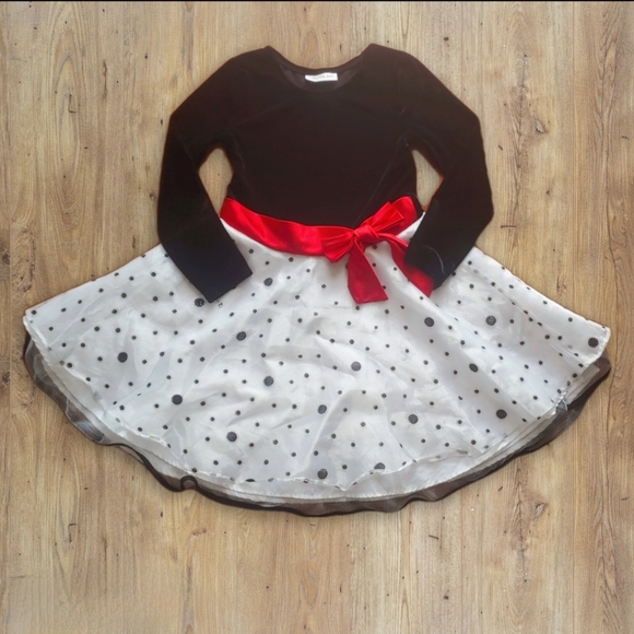 Bonnie Jean Other - Bonnie Jean Black & White Velvet Puff Dress
